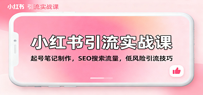小红书引流实战课：起号笔记制作，SEO搜索流量，低风险引流技巧-摇钱树